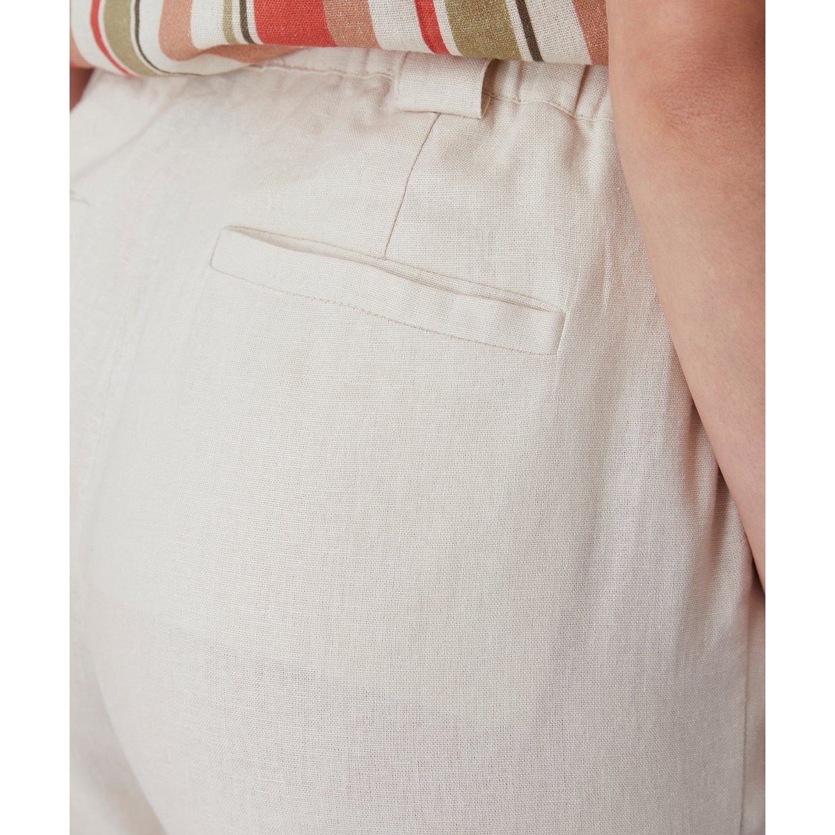 Pantalon 7/8ème mélange lin marron beige sable, DAMART
