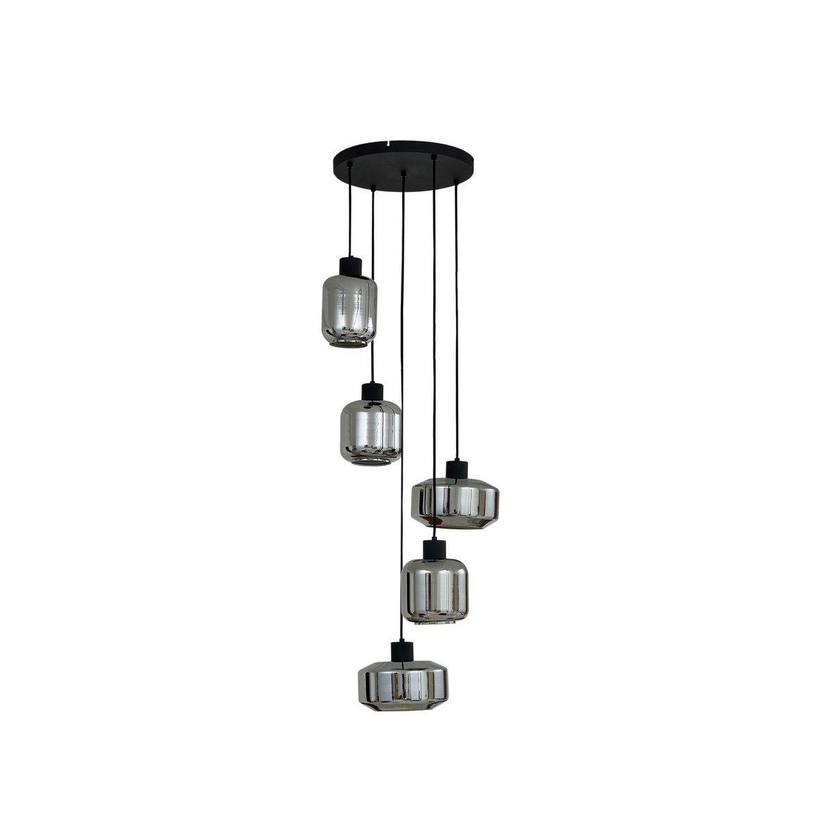 Suspension en verre, Hildur gris fumé, noir sable, LINDBY