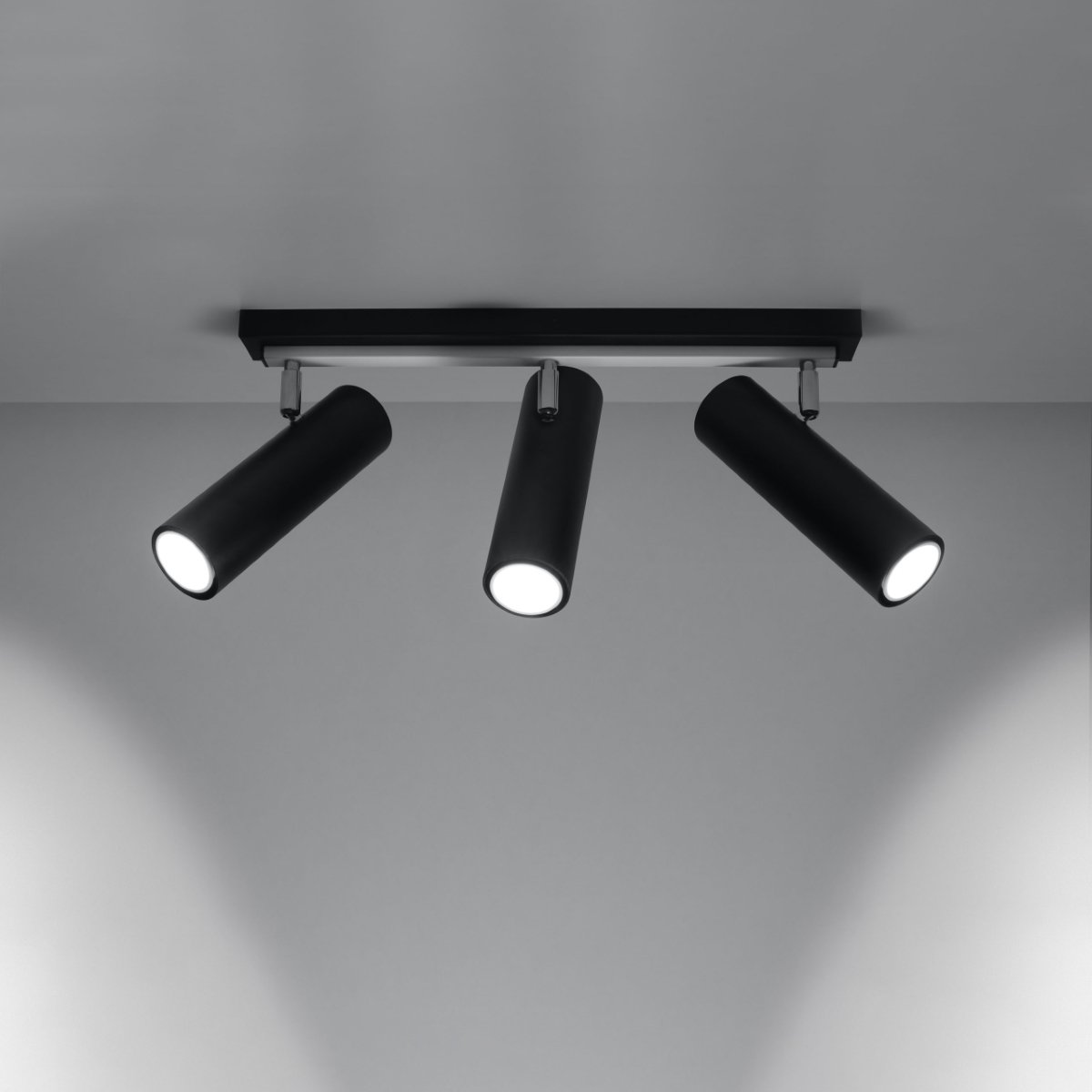 Plafonnier Acier Noir GU10 3 Direzione noir, EDEN