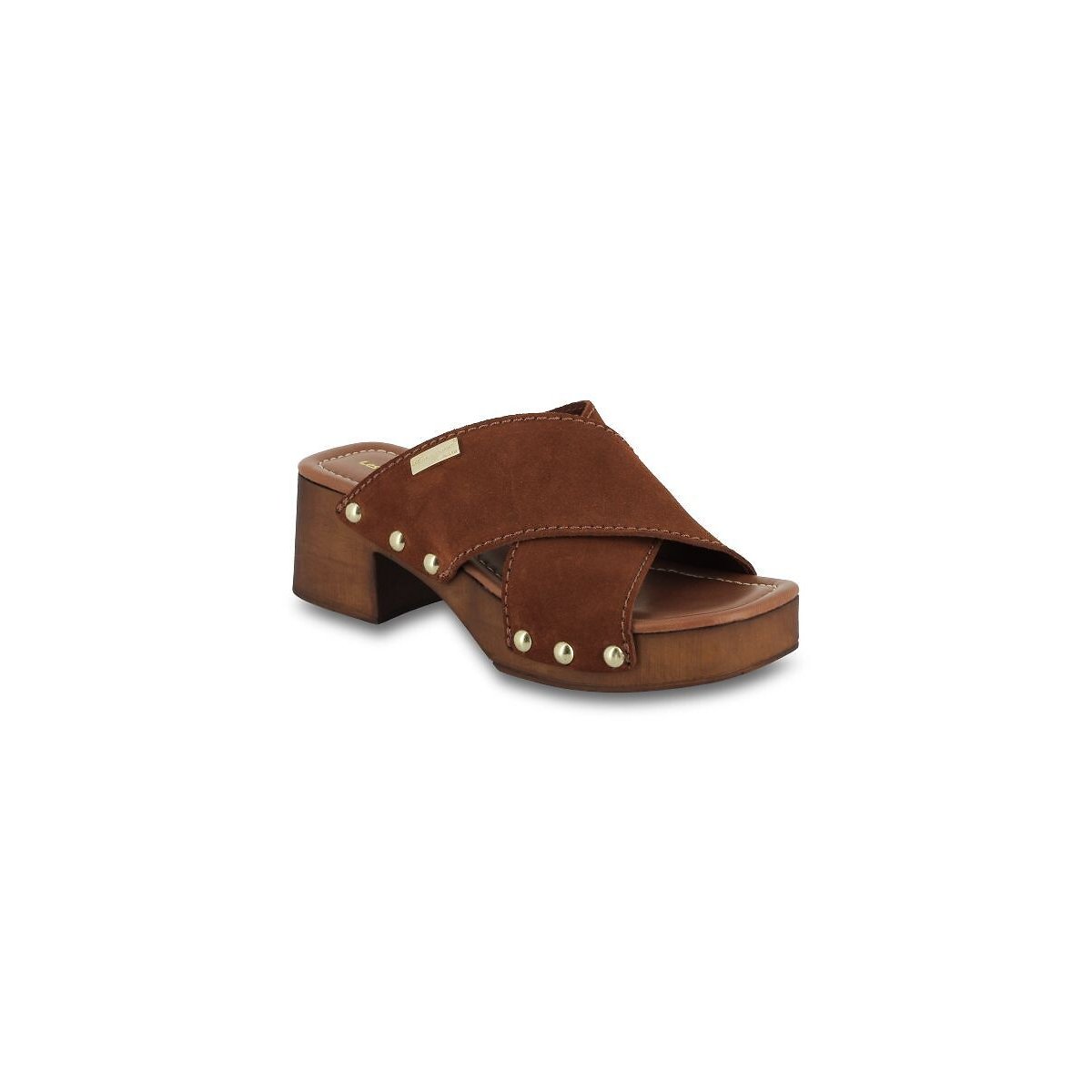 Pipa Suede Heeled Mules cognac, LES TROPEZIENNES PAR M.BELARBI