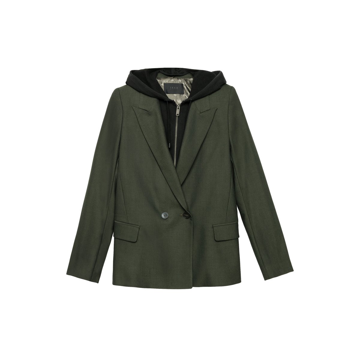 Veste de tailleur parementure amovible vert kaki, IKKS