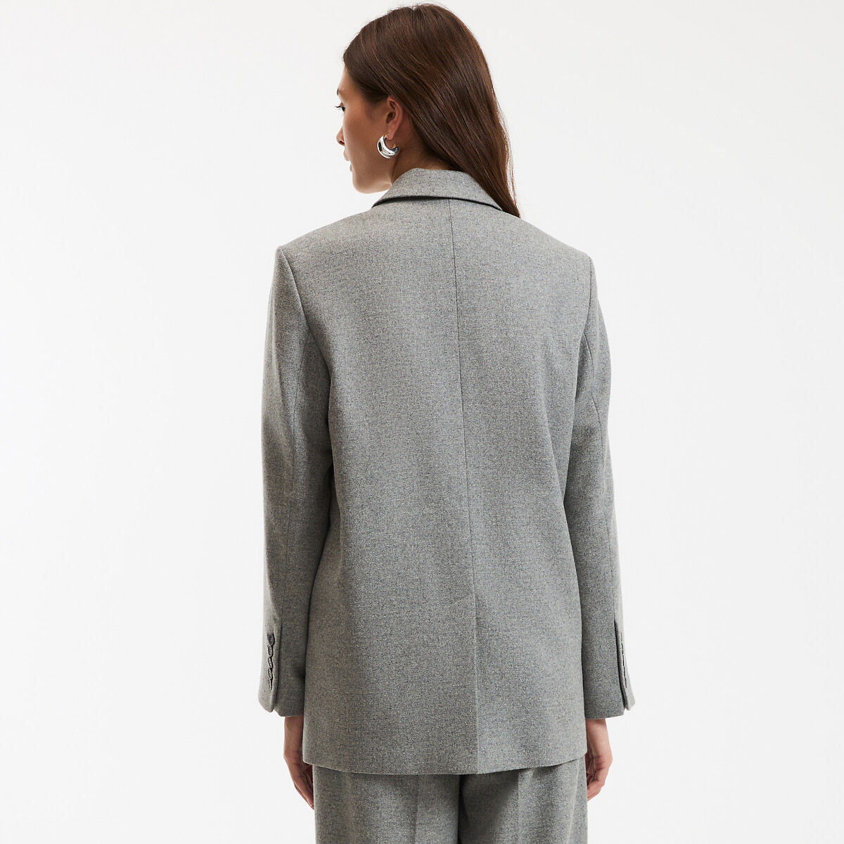 Blazer oversize 50% laine, Signature CLÉANDRE gris clair, LA REDOUTE COLLECTIONS