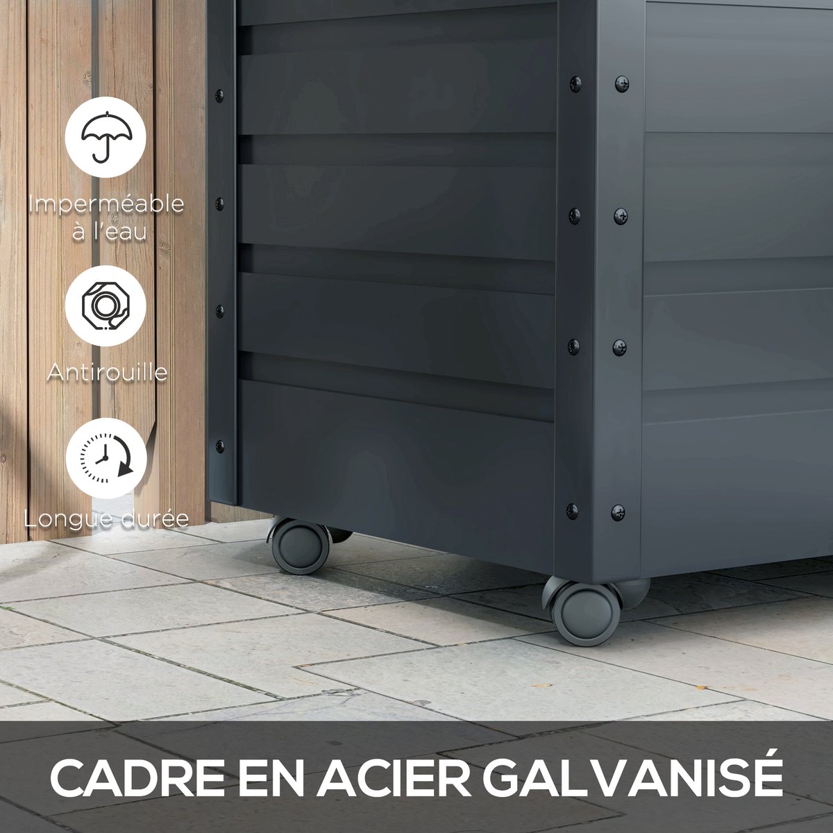Coffre de jardin gris, OUTSUNNY