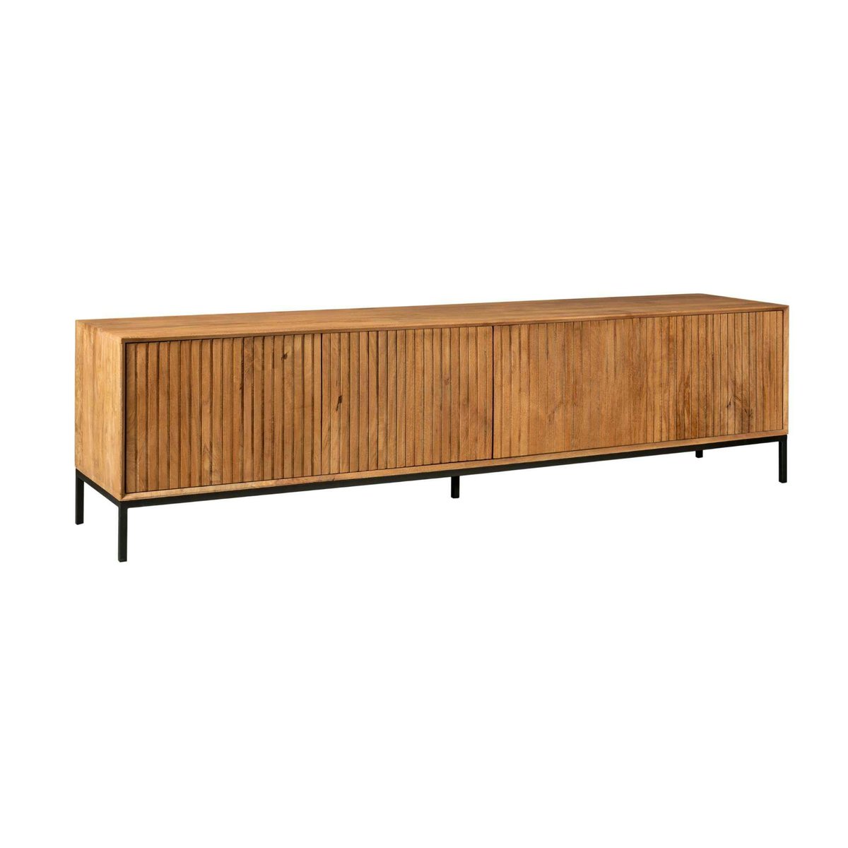 Meuble TV 4 portes bois rainuré CORTINA bois, PIER IMPORT