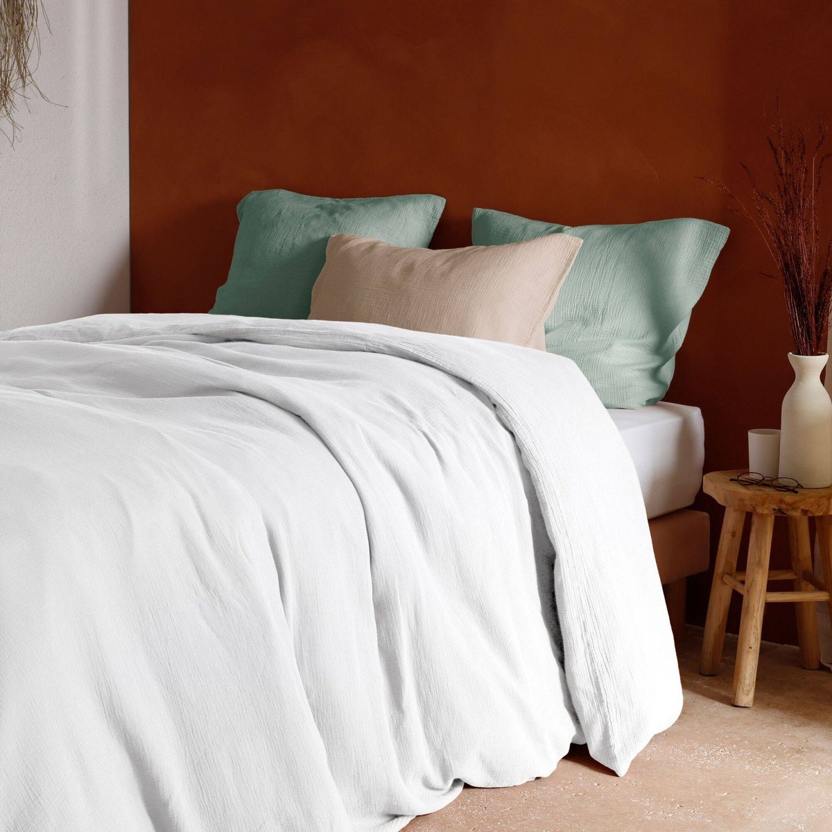 Housse de couette gaze de coton bio - LOU blanc, CAMIF