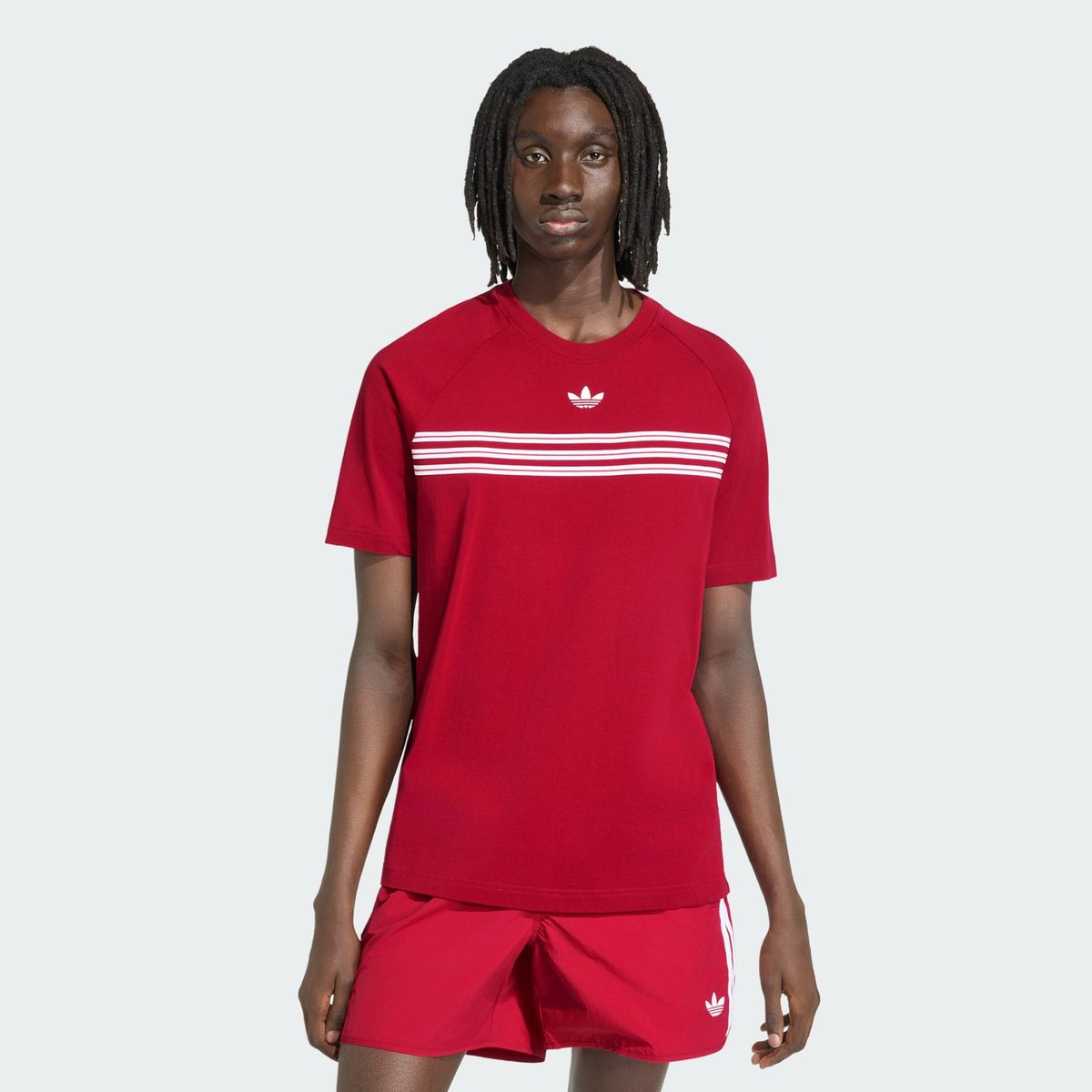 T-Shirt À Rayures Sur La Poitrine T-Shirt À Rayures Sur La Poitrine team victory red, adidas Originals