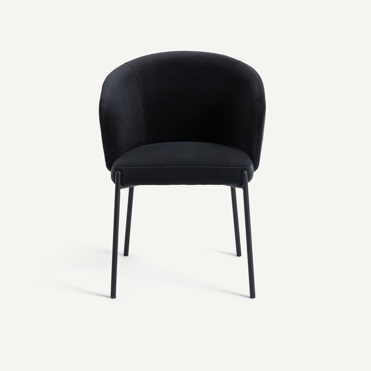 Fauteuil de table en métal et velours, KINNA gris charbon, AM.PM