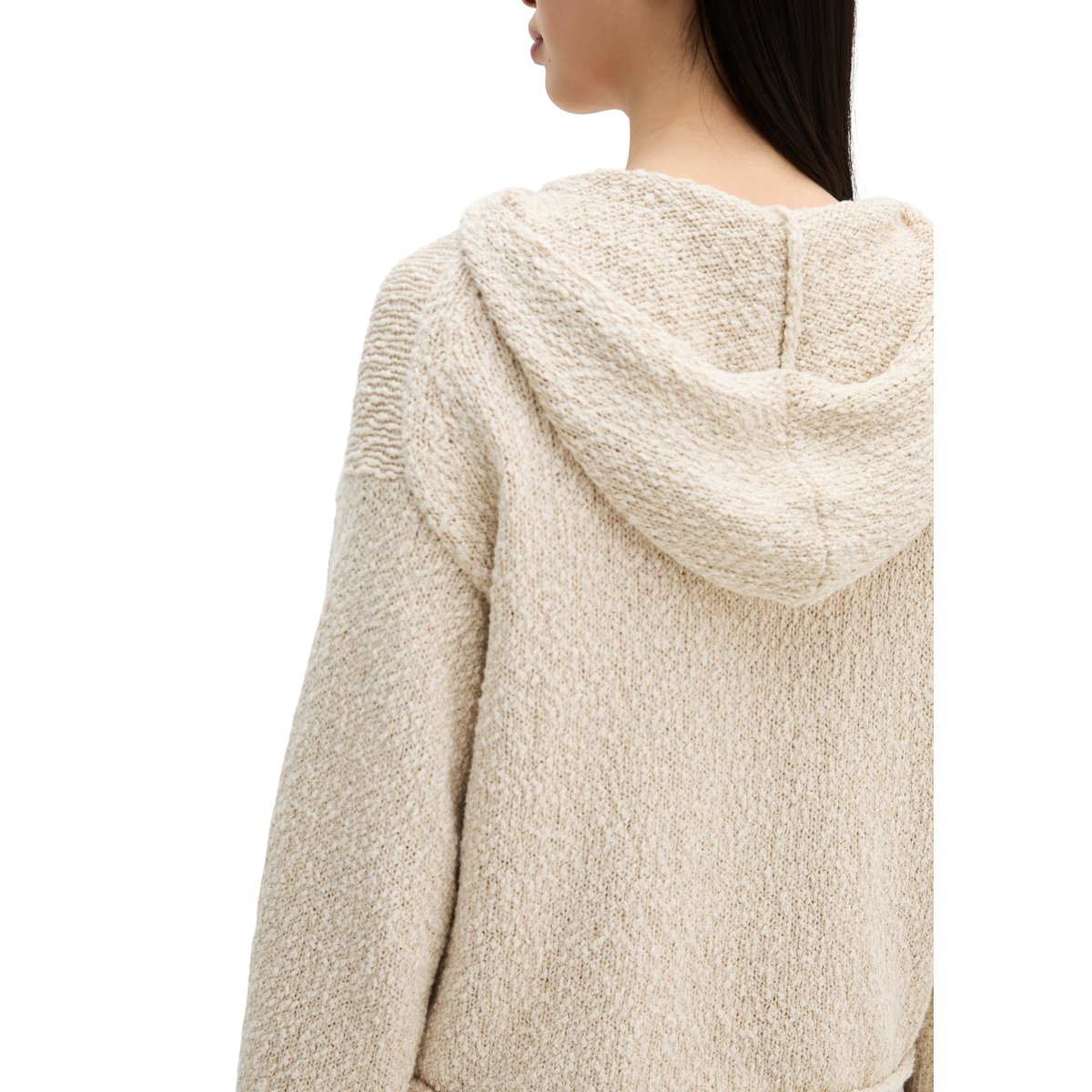 Hoodie en tricot loose cropped en coton organique mélangé Club gris clair, MARC O'POLO