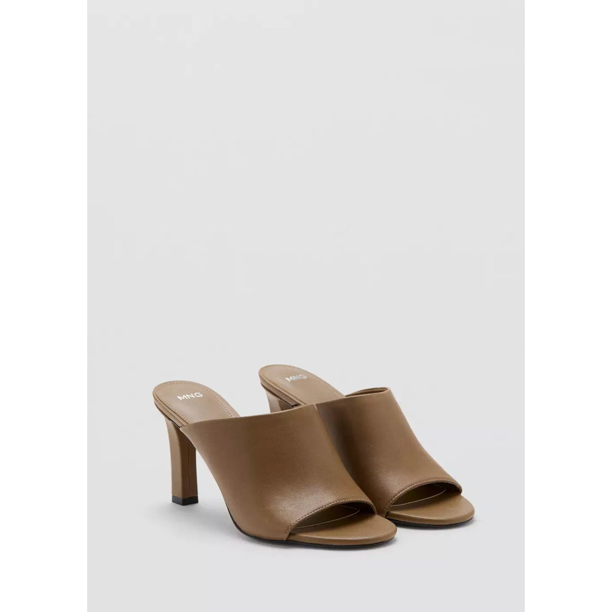 Sandales cuir talon kaki, MANGO
