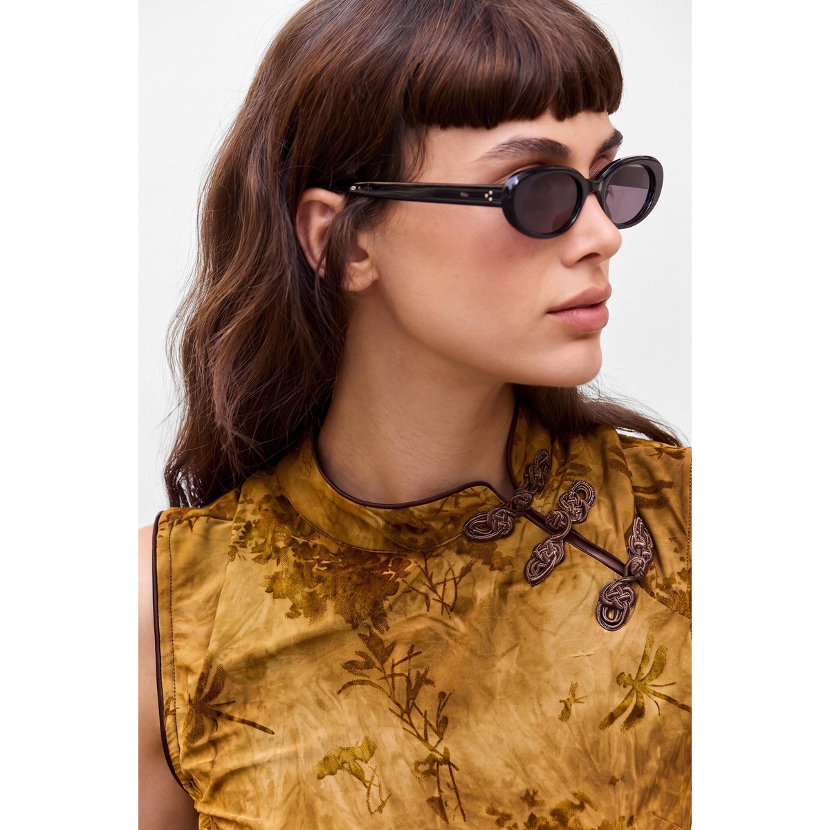 top à imprimé floqué marron, DESIGUAL