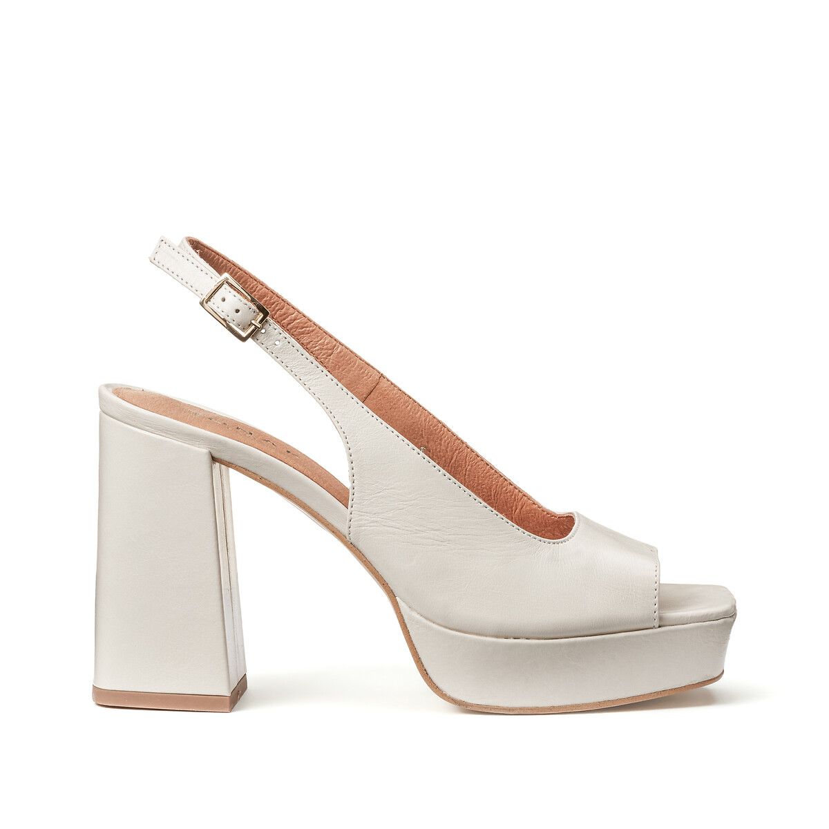 Sandales cuir à talon slingback Vlad ecru, JONAK