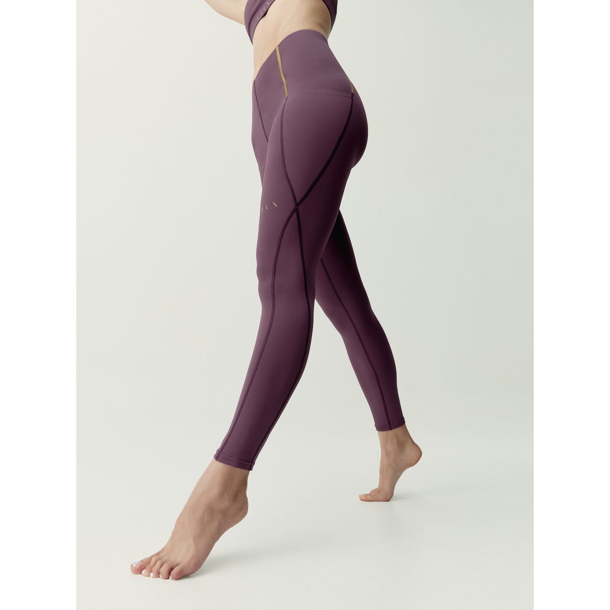Legging de sport femme Gold 2.0 Taille extra haute effet gainant bordeaux intense, BORN
