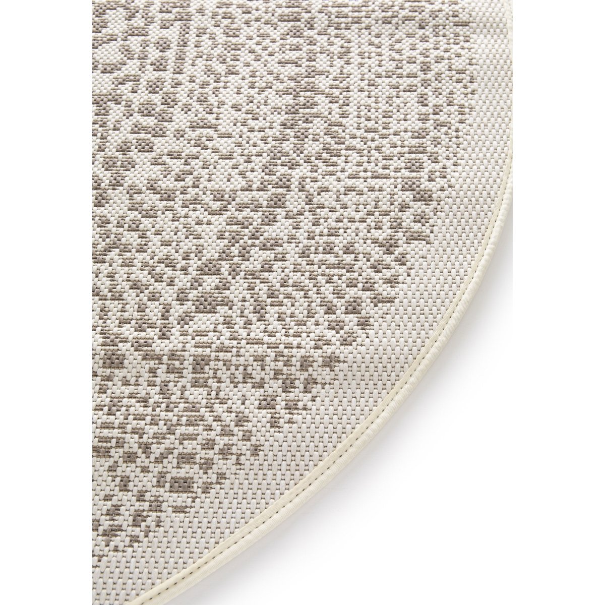 Tapis rond intérieur extérieur style ethnique TRIBAL beige sable, AFK LIVING