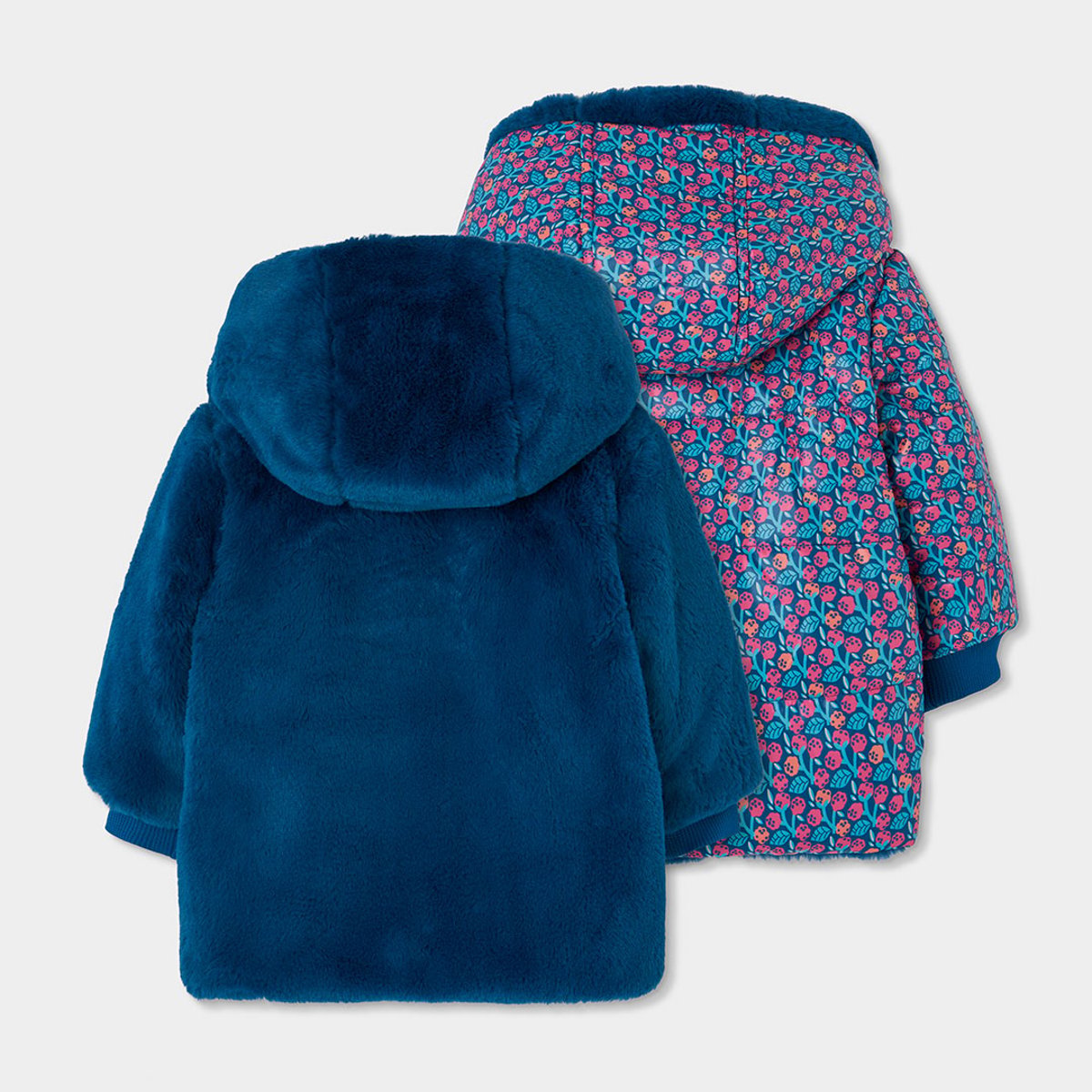 Parka fille réversible tissu technique noir, BOBOLI