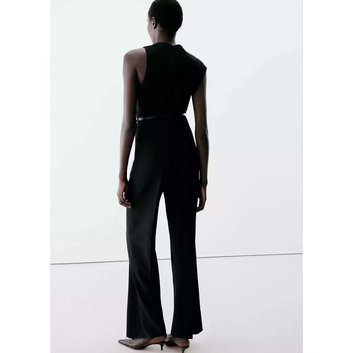 Combinaison détail drapé ceinture noir, MANGO