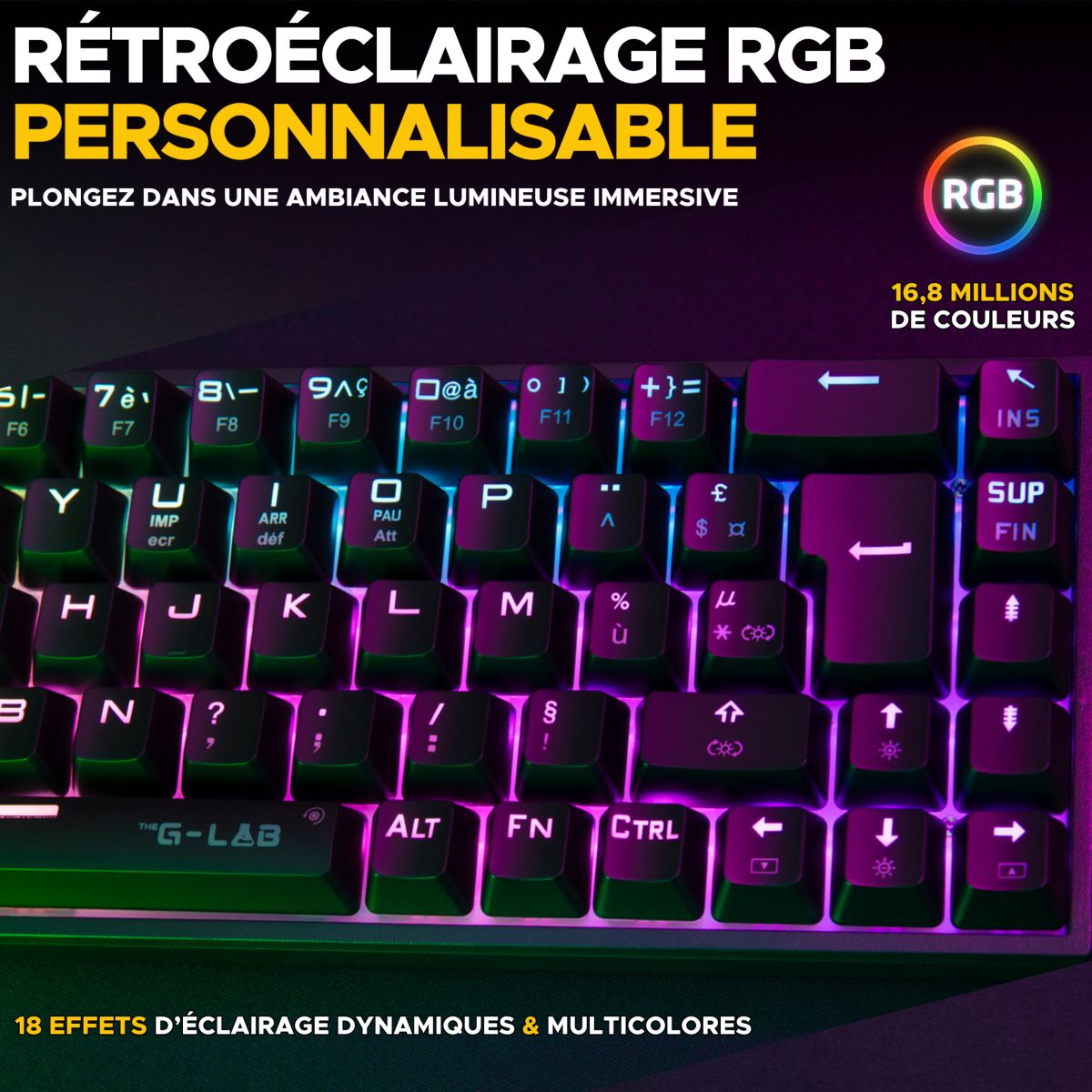 Clavier gamer KEYZ titanium couleur unique, THE G-LAB