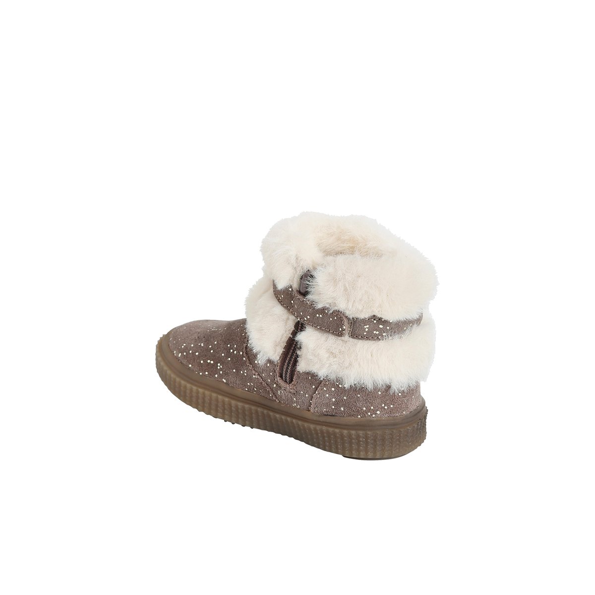 Boots cuir fourrés taupe, VERTBAUDET