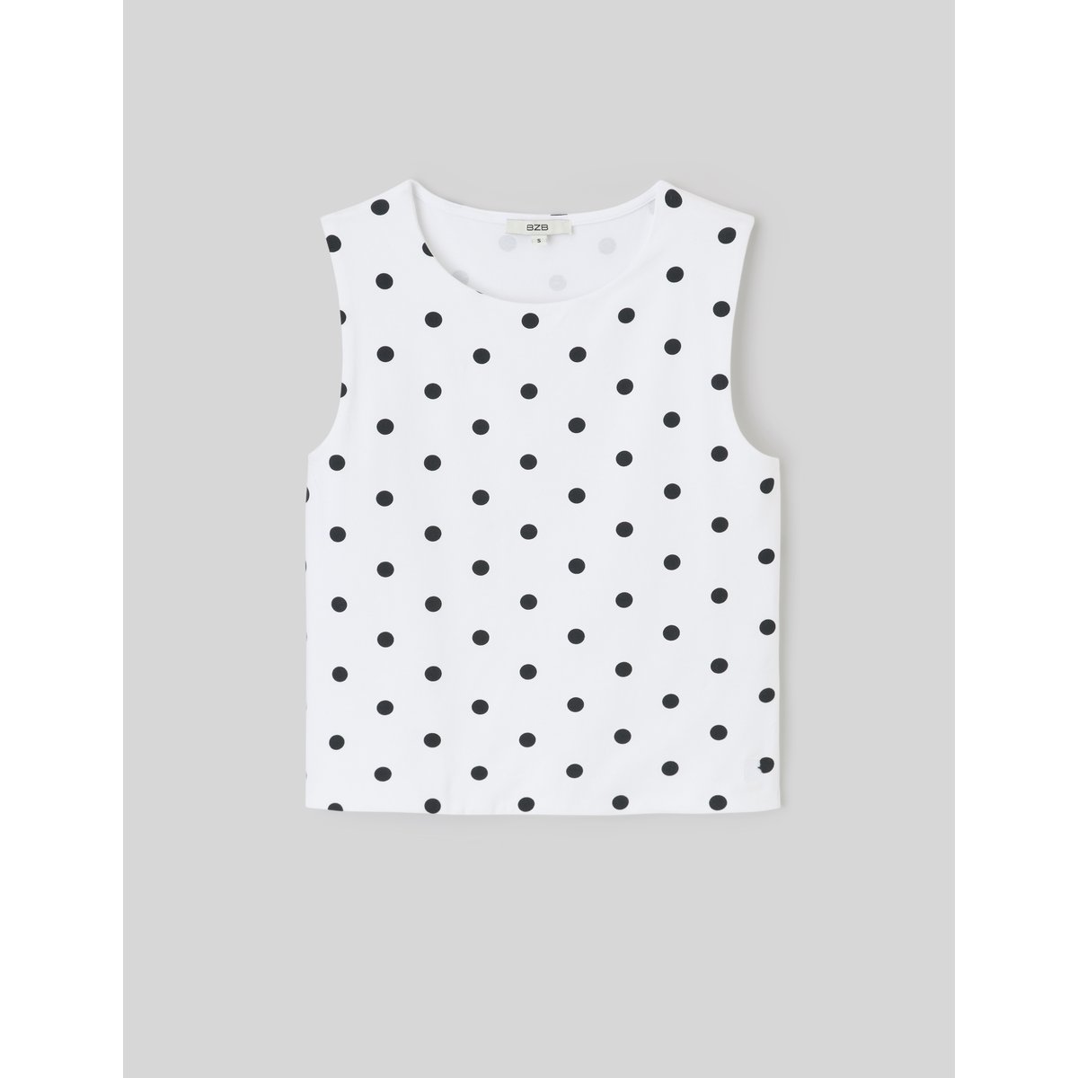 Débardeur imprimé pois blanc, BZB