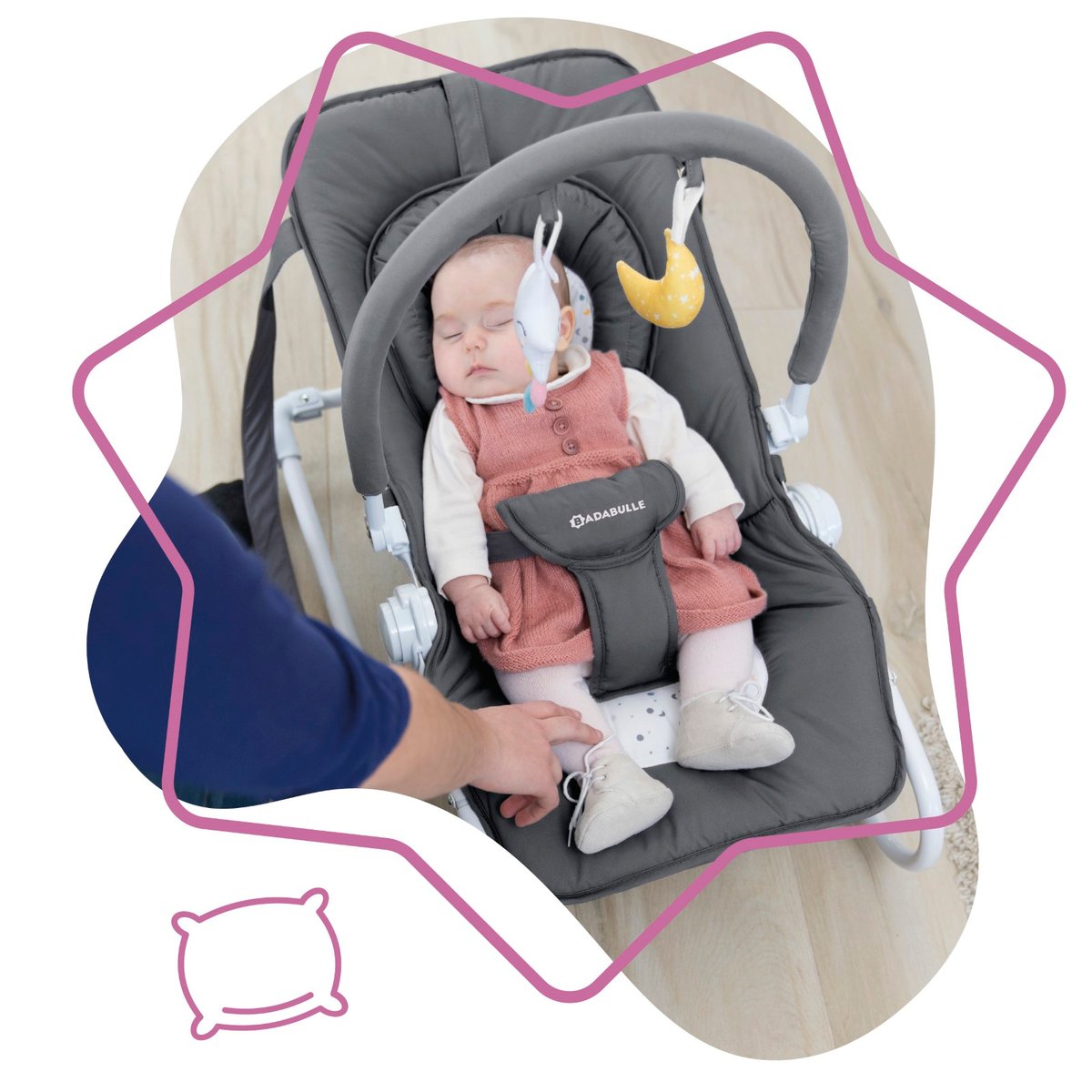 Transat bébé Easy Moonlight gris foncé, BADABULLE