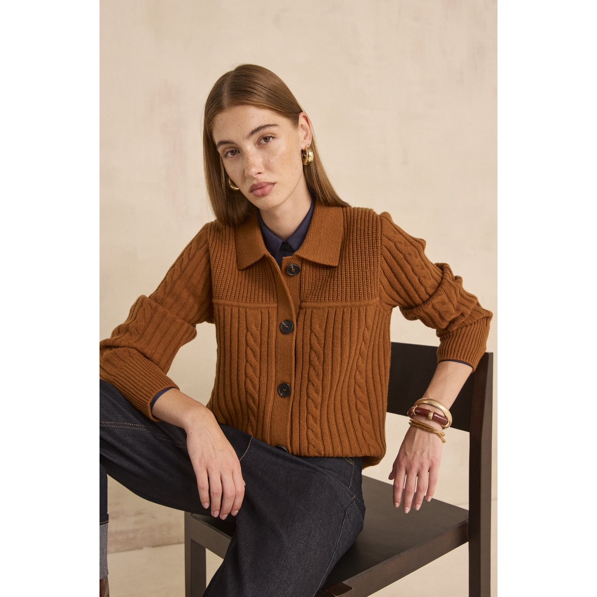 Gilet à manches longues en laine ARTUS cannelle, Maison 123