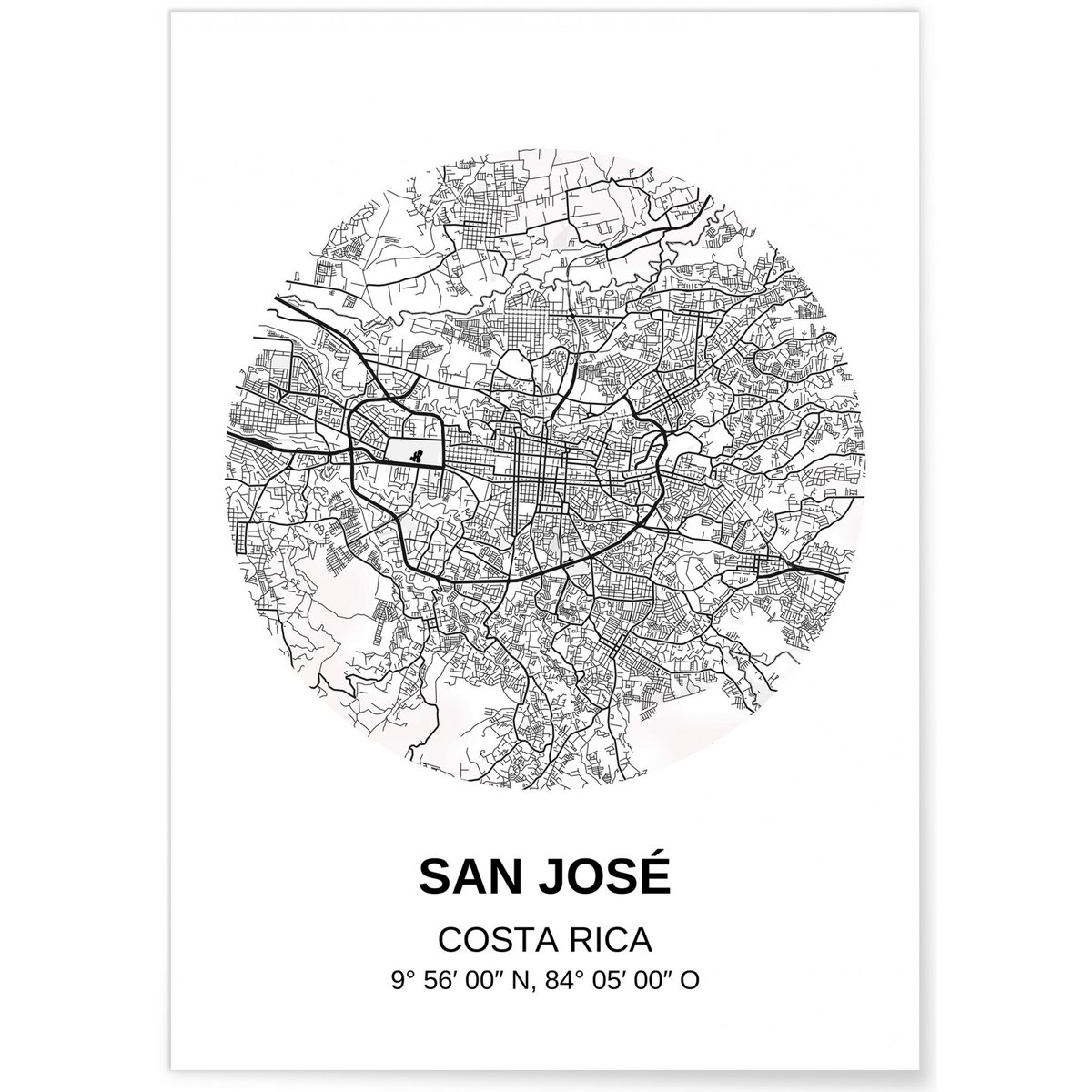 Affiche Carte San José blanc, L'AFFICHERIE