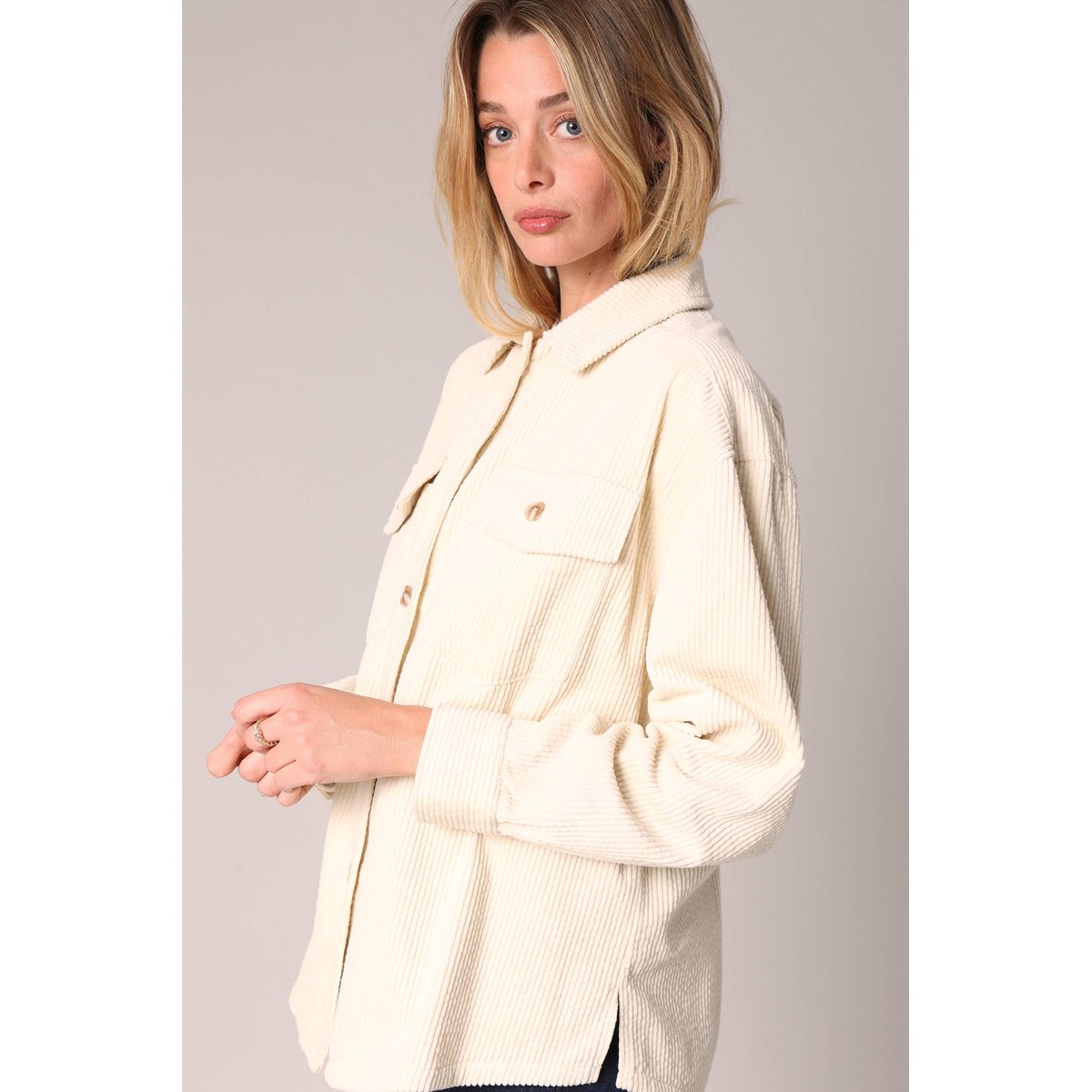 Surchemise en velours côtelé 100 % coton NILDY cream, DEELUXE