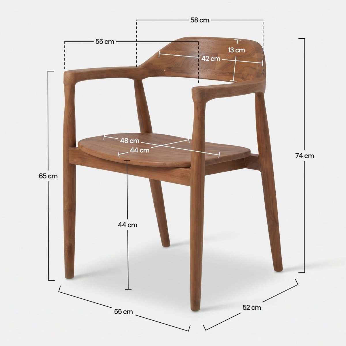 Chaise en bois de teck massif - CÉLINE marron clair, MAISON PAVANE