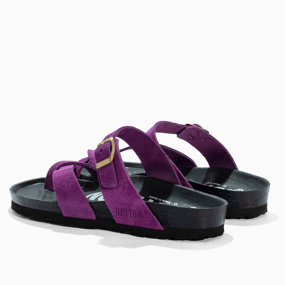 Tongs en cuir suedé DIANE violet, BAYTON
