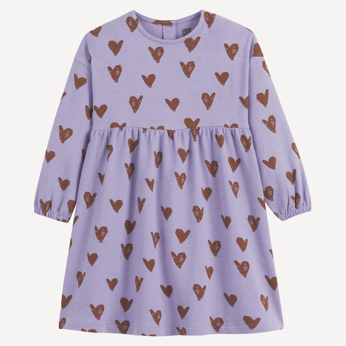 Jurk met lange mouwen, hartjesprint, molton violet / bedrukt, LA REDOUTE COLLECTIONS
