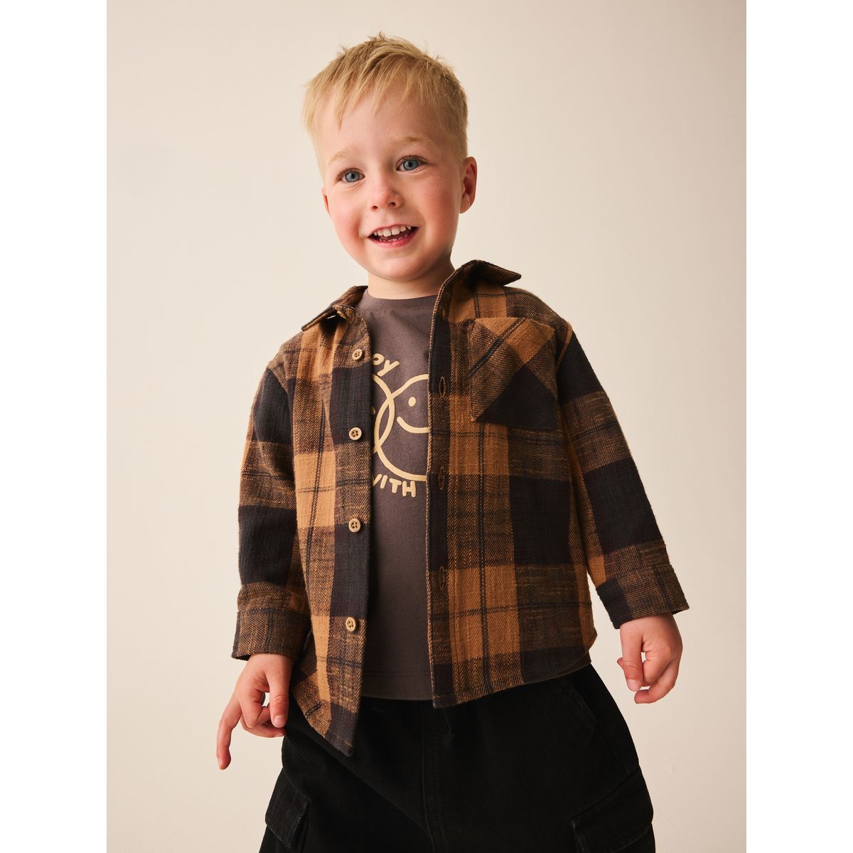Ensemble chemise et t-shirt, 2 pièces marron à carreaux, NEXT