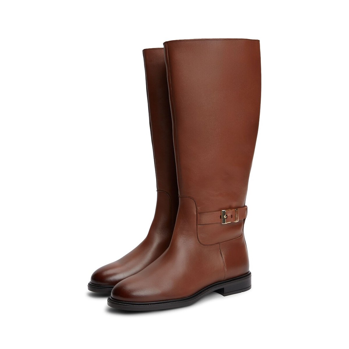 Bottes plates en cuir cognac, TOMMY JEANS
