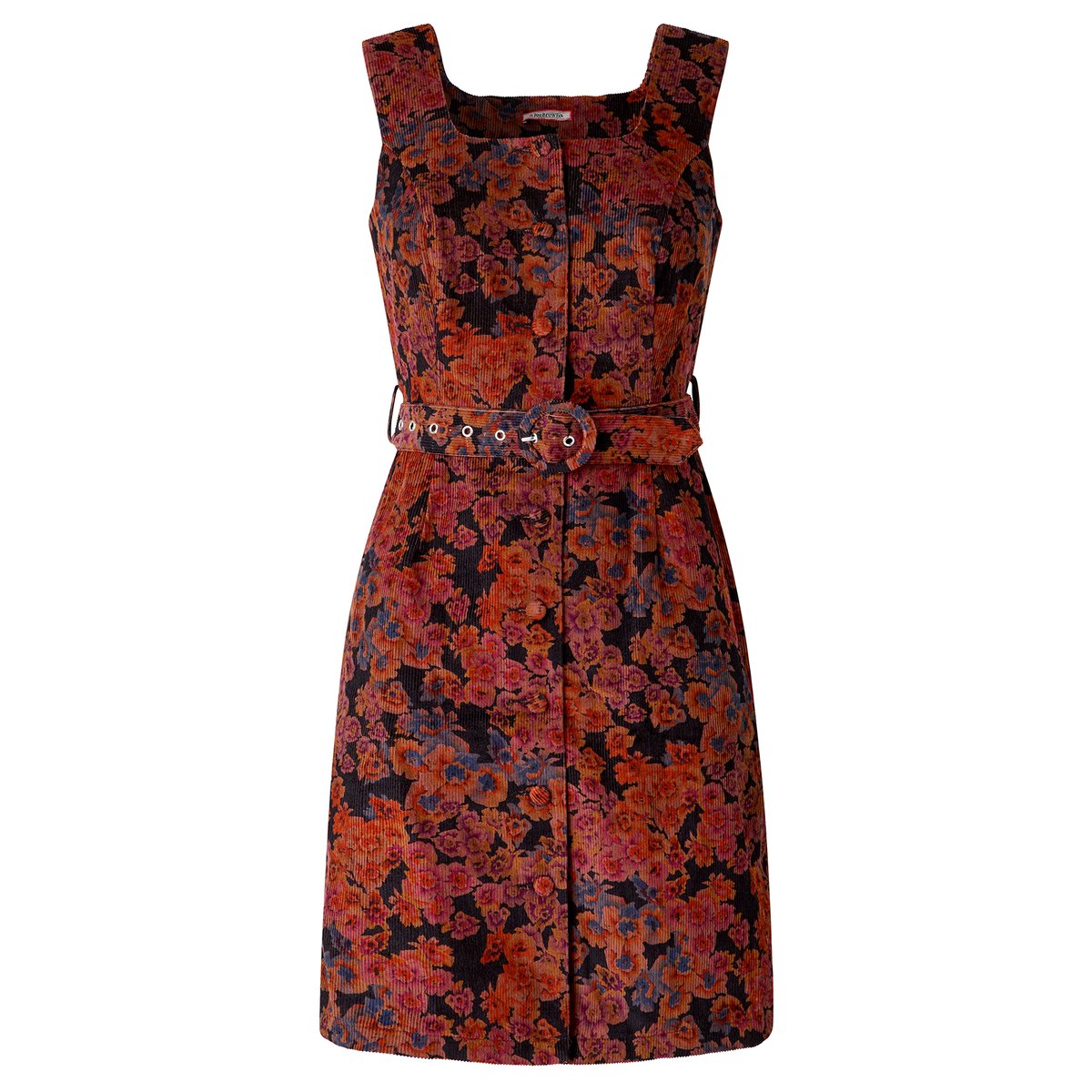 Robe Chasuble en Velours Côtelé Fleurie Jours d'Automne marron, JOE BROWNS