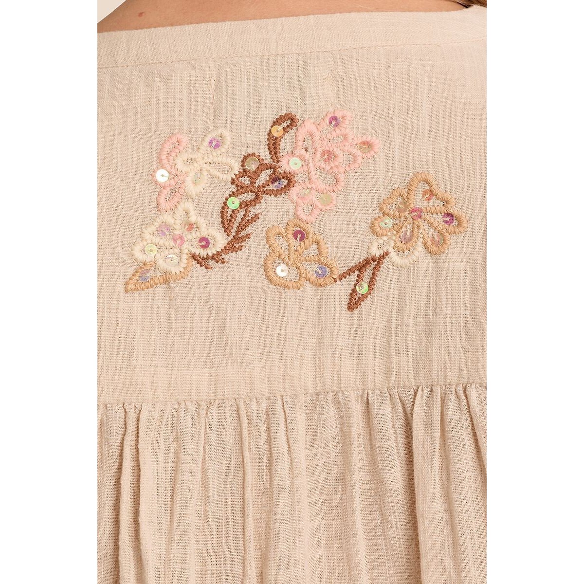 Blouse avec détails broderies beige, MOLLY BRACKEN
