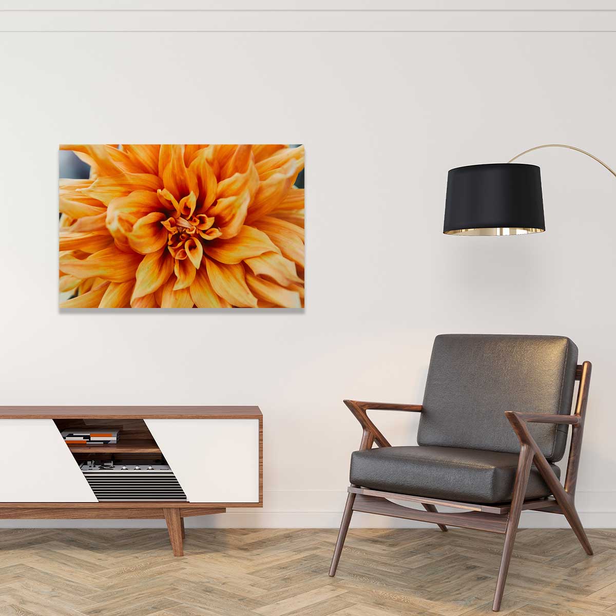 Tableau Tableau fleurs coeur de chrysanthème tableau alu dibond, HEXOA