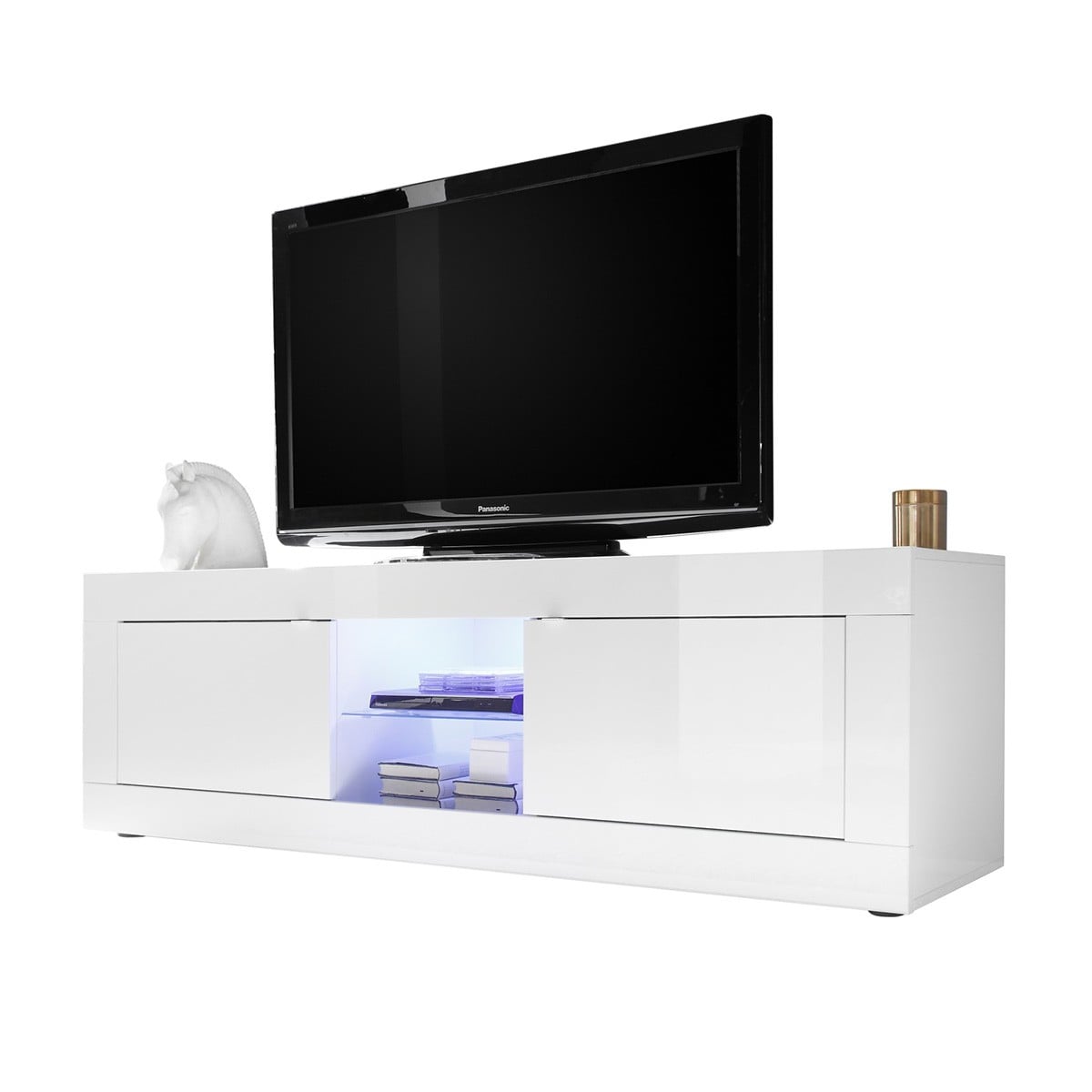 Meuble TV 2 Portes sans Éclairage L180 cm - INITIAL blanc, CALICOSY