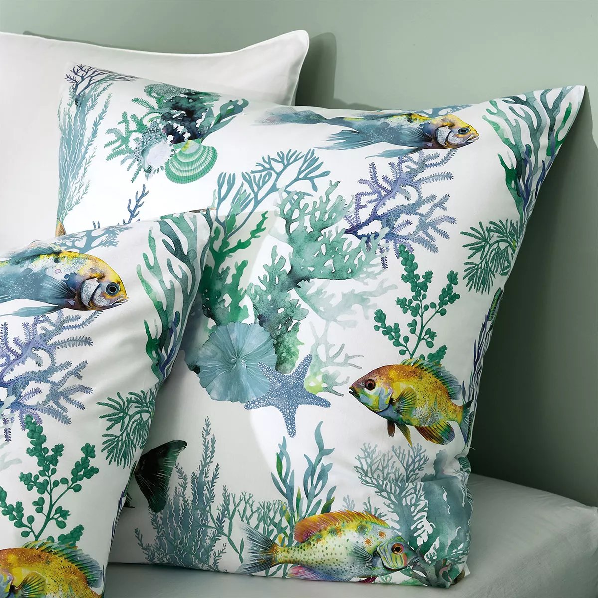 Parure de lit percale de coton NAIA blanc, GARNIER THIEBAUT