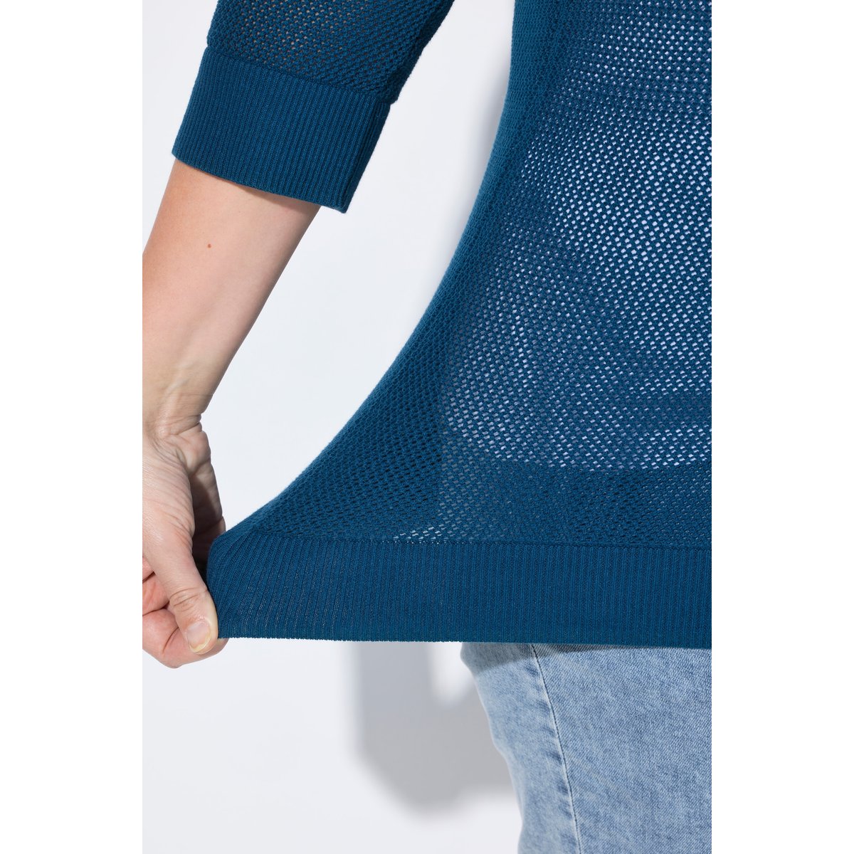 Pull-over, col bateau, manches 3/4, coton bio pétrol, ULLA POPKEN