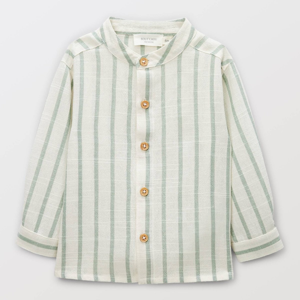 Chemise col mao rayée en coton BIO GOTS - collection Cérémonie thym, BOUT'CHOU