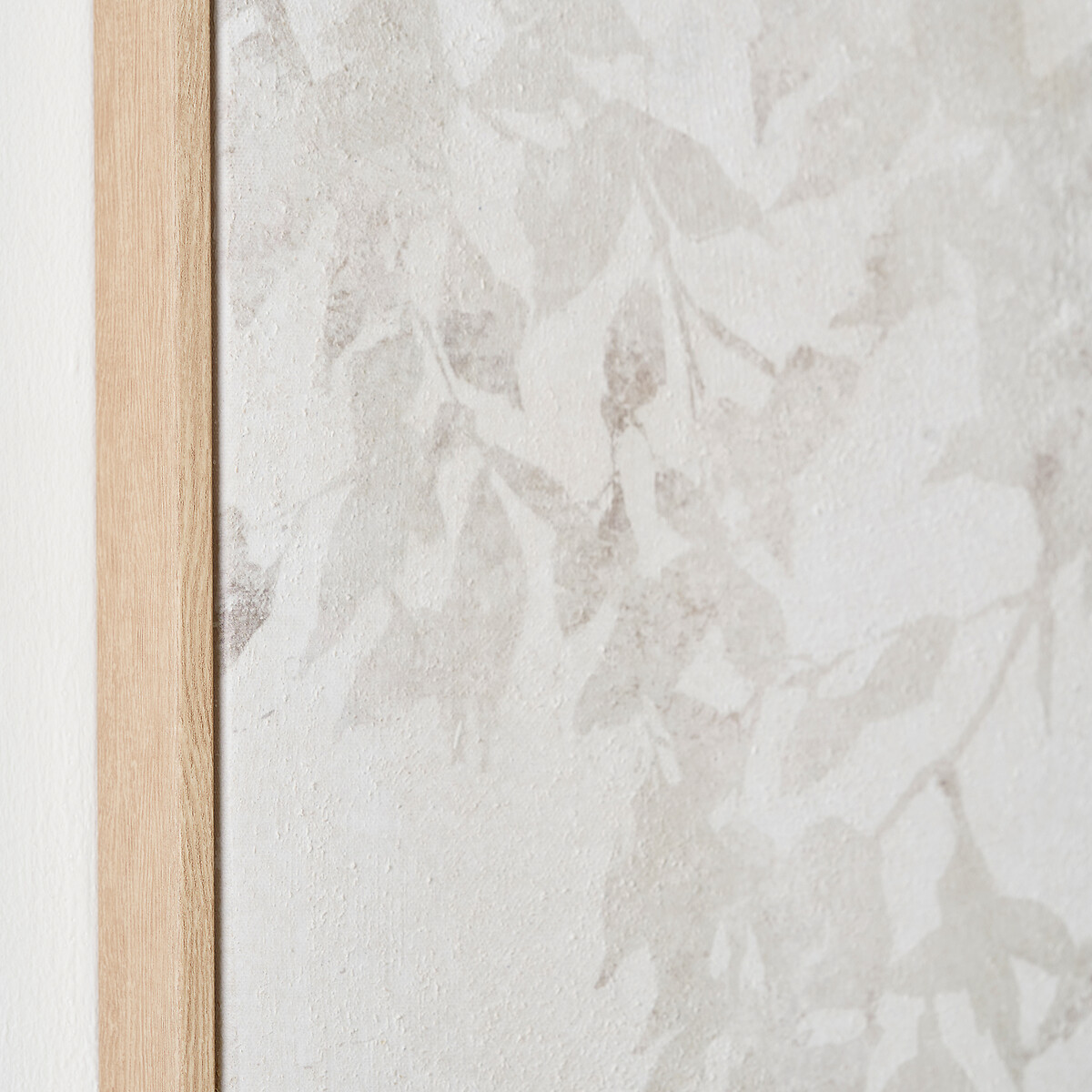 100cm White and Natural Floral Square Canvas with Natural Frame natural/white, ÉDITÉ