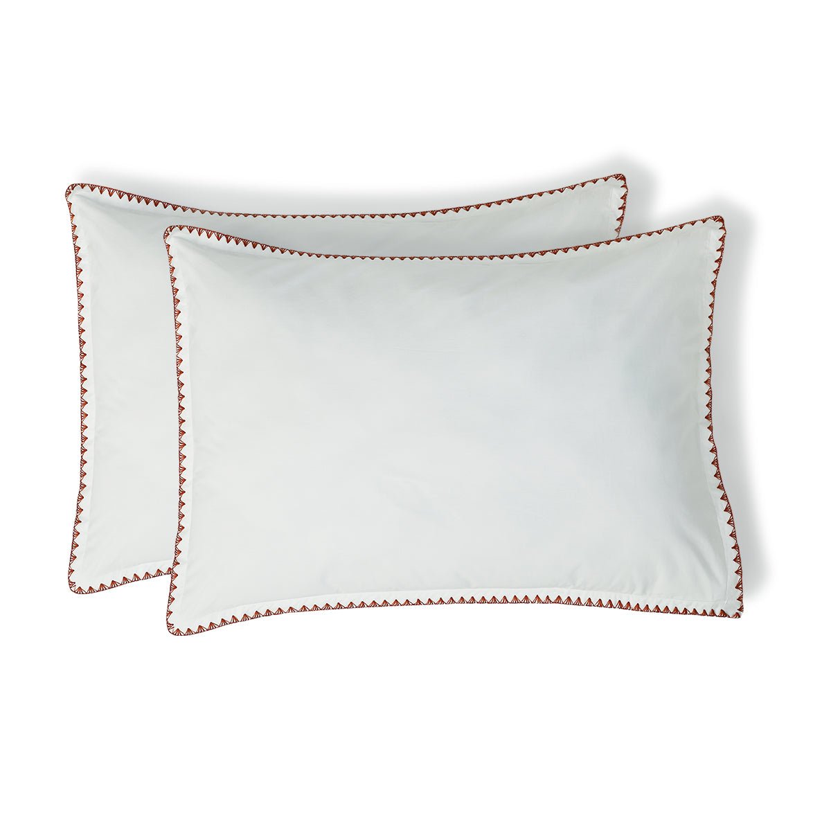 Taie d'oreiller (x2) percale de coton ZOÉ blanc / rouge, FEBRONIE