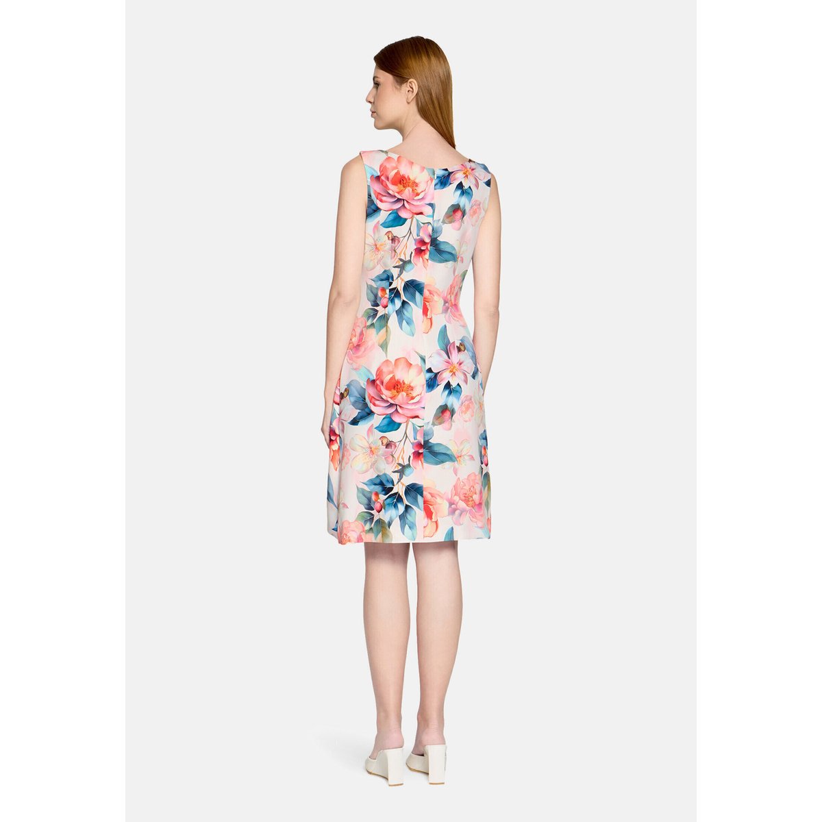 Robe de cocktail à imprimé à fleurs rosé/red, VERA MONT