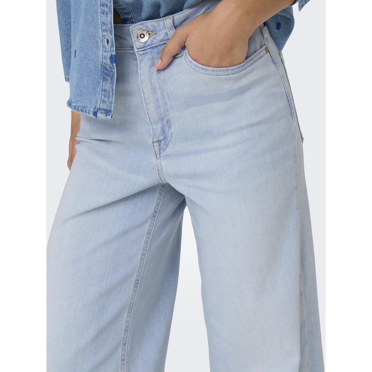 Jean à jambe large ONLMADISON Taille haute Wide Leg Fit Jeans light blue bleached denim, ONLY