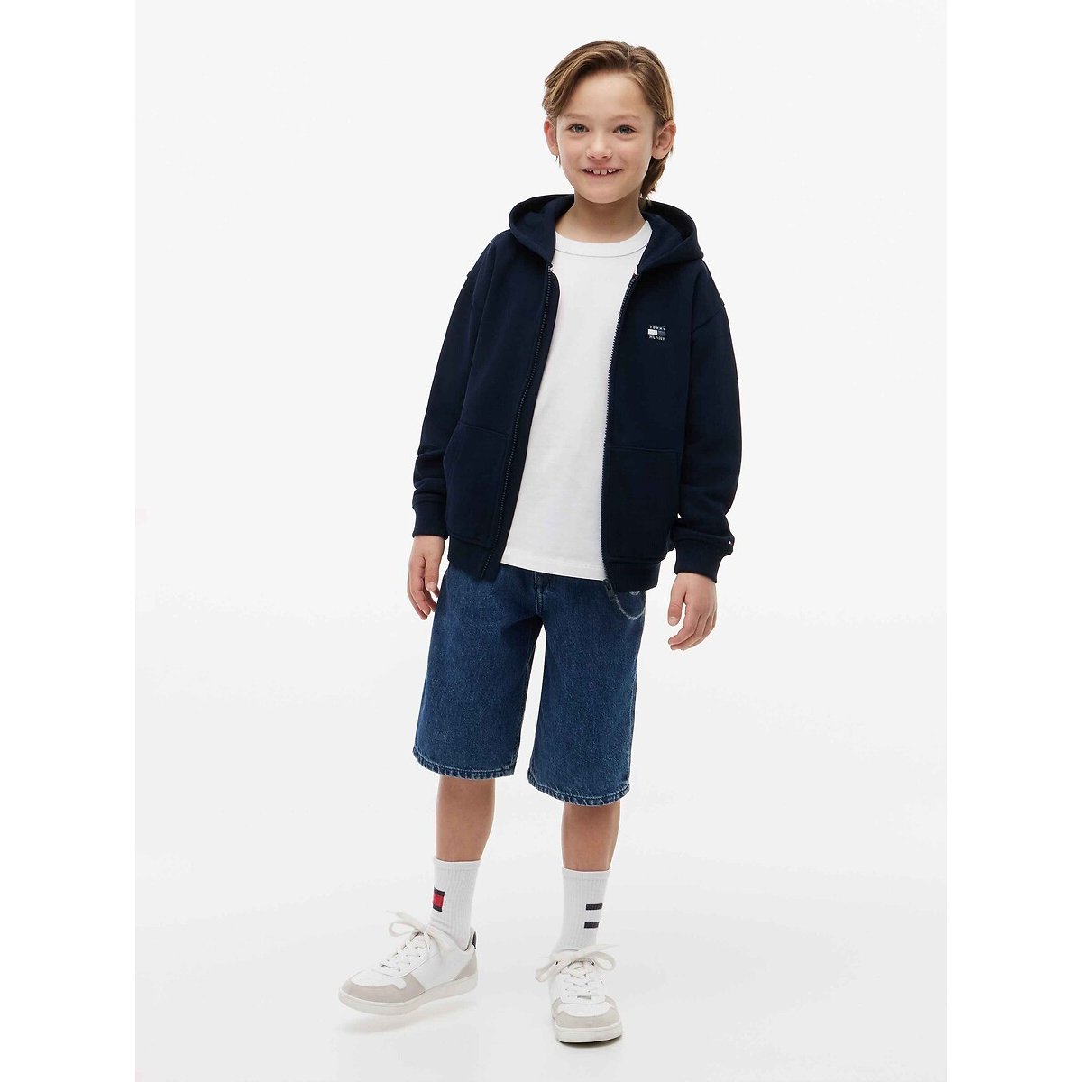 Sweat zippé à capuche bleu marine, TOMMY HILFIGER