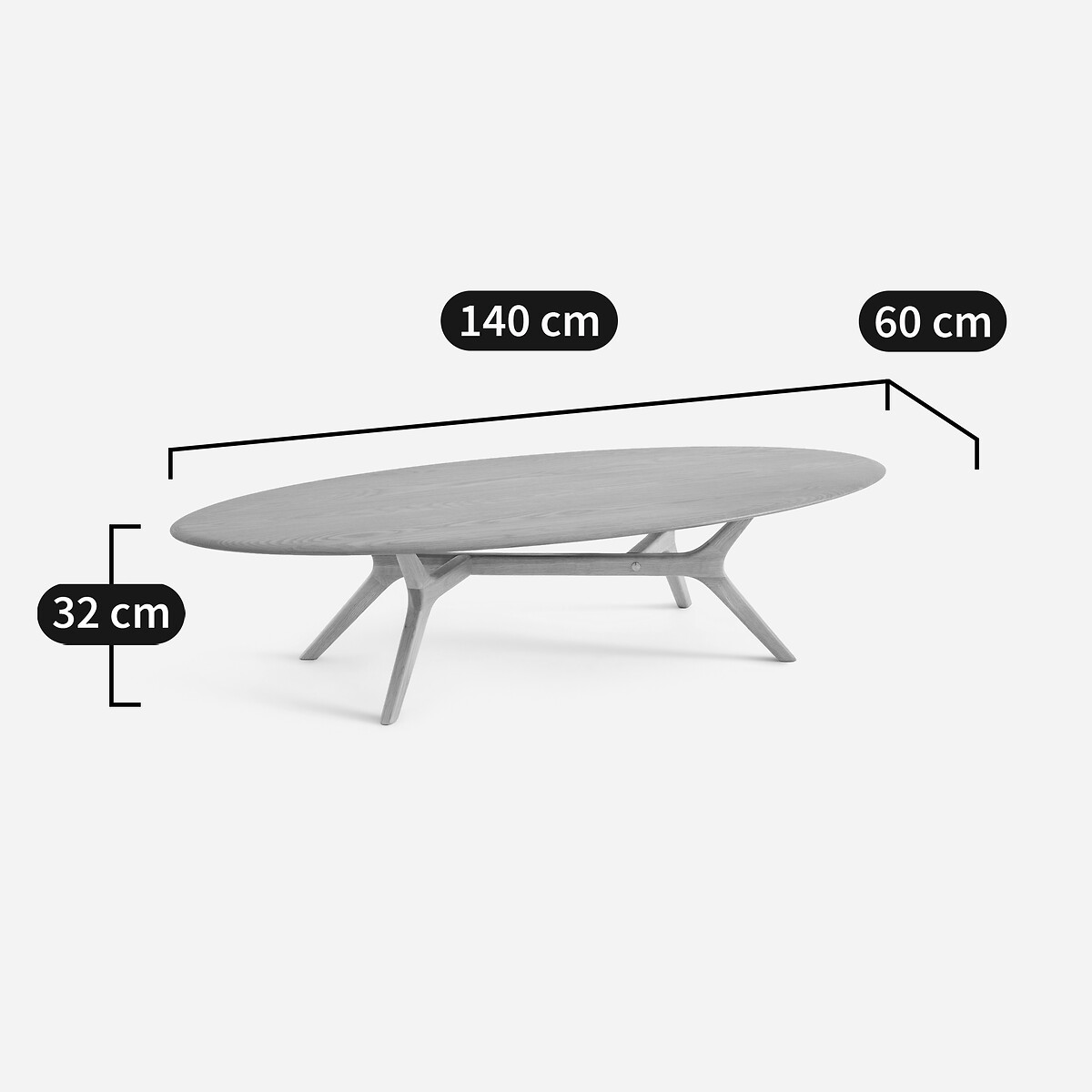 Mesa de centro elíptica em nogueira maciça, Maricielo nogueira, AM.PM