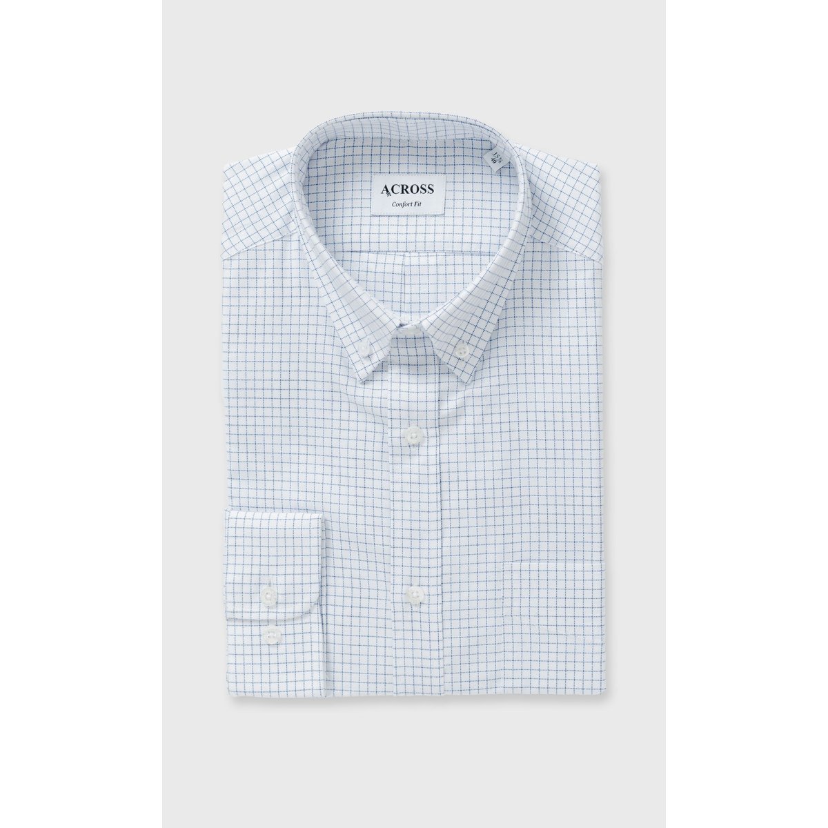 Chemise Confort fit à carreaux texturés blanc, ACROSS