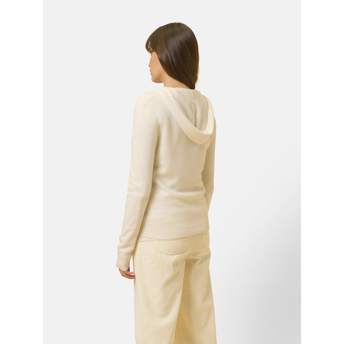 Gilet Zippé Capuche Ivoire Debbie blanc, JUST CASHMERE
