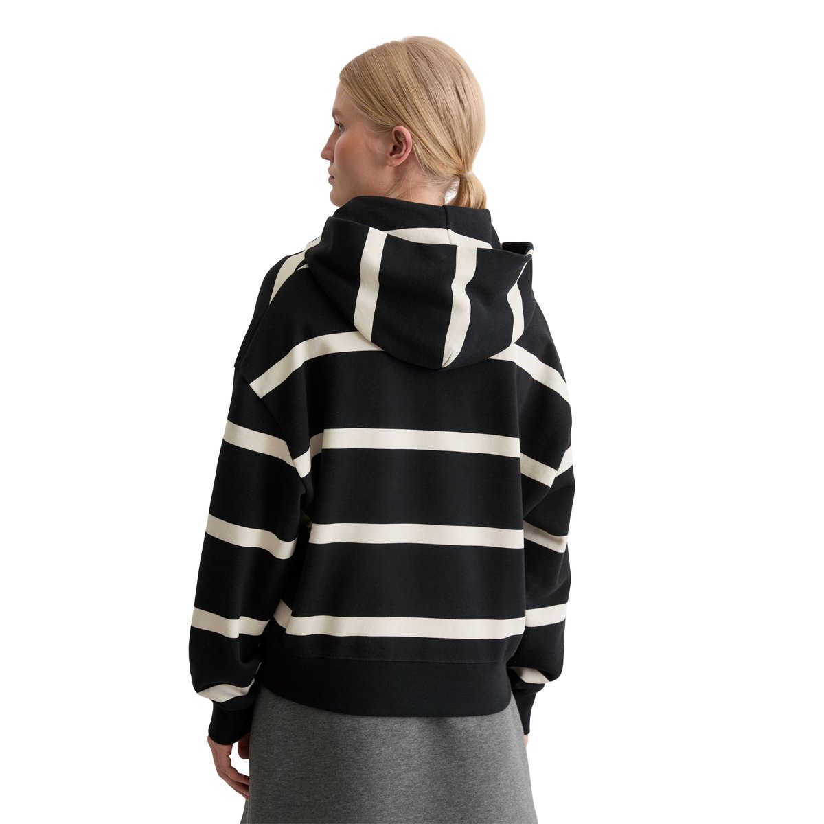 Hoodie rayé relaxed en coton organique bleu foncé, MARC O'POLO