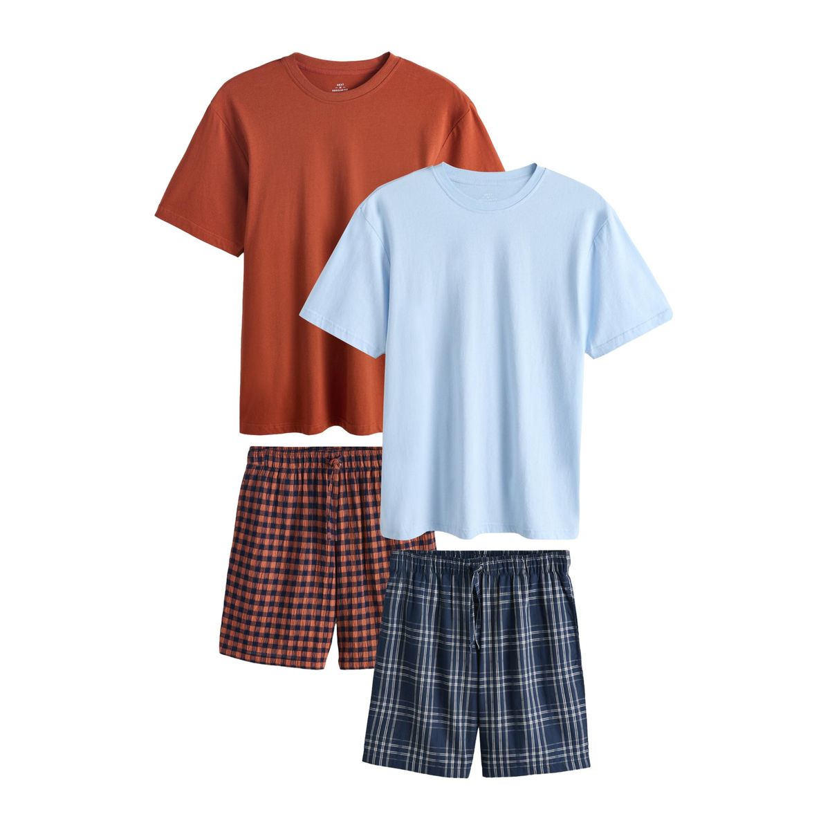 Pyjamas shorts en tissu, lot de 2 rouille/bleu marine, NEXT