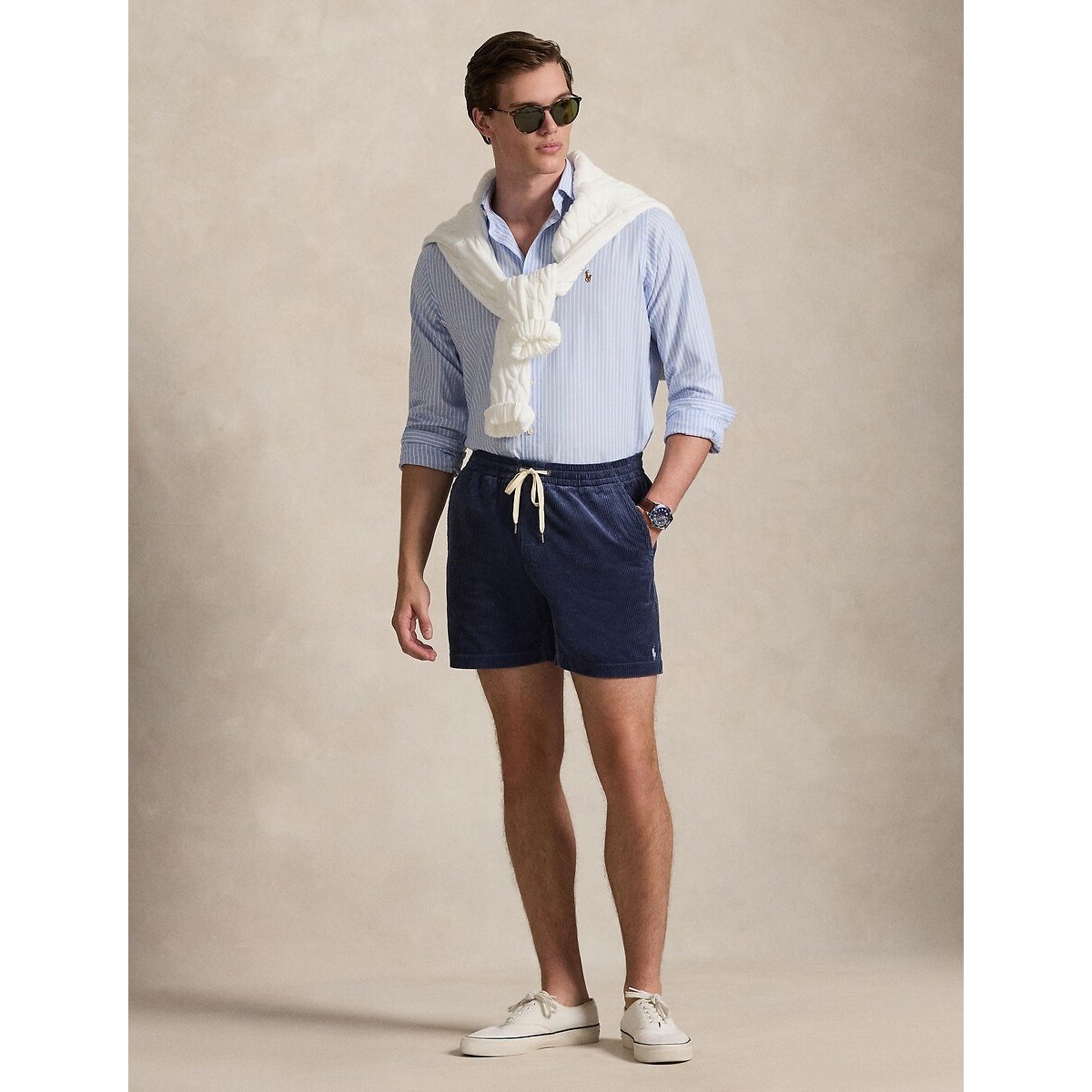 Prepster-polo-short van ribfluweel 15 cm marine , POLO RALPH LAUREN