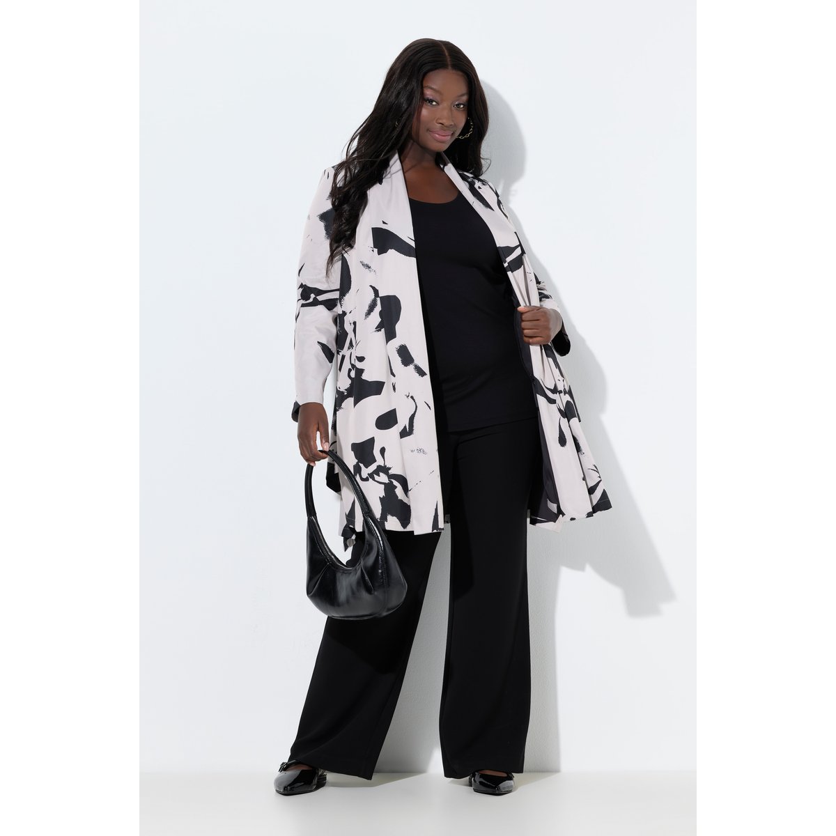 Veste longue asymétrique gris beige, ULLA POPKEN